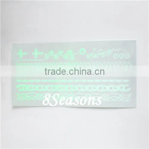 Top Quality Mixed Pattern Metallic Glow In The Dark Waterproof Temporary Tattoo Sticker