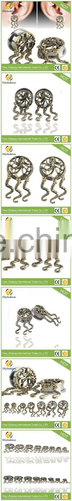 Fashion Stainless steel octopus pendant ear plug