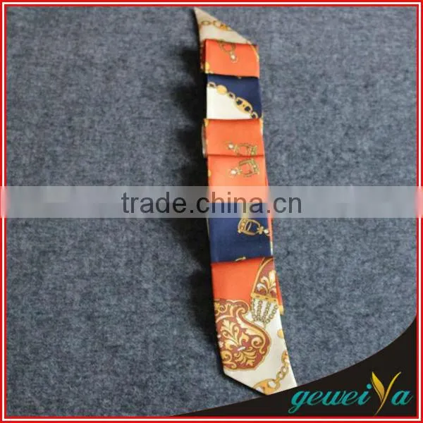 High Quality Printing Long Band Silk Scarf Necklace