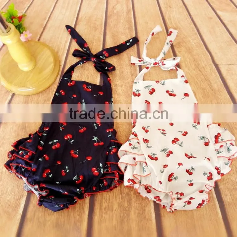 Backless Bodysuit Wholesale Ruffles Cotton Outfit Headbands Baby Romper Design