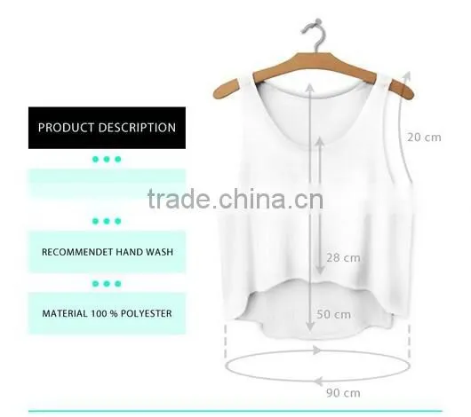 Fashion Girls 3D Design Sleeveless Sports Gym Irregular Tank Top With Pattern For Women