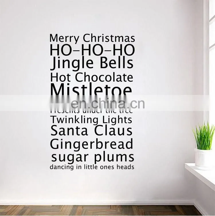 Merry Christmas English Blessing Wall Glass Decor Stickers