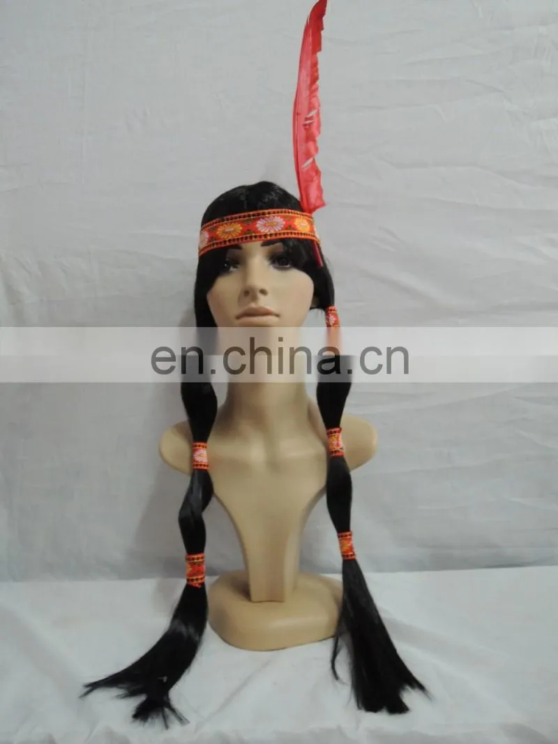 Native Indian Plaits Feather indian women hair wig