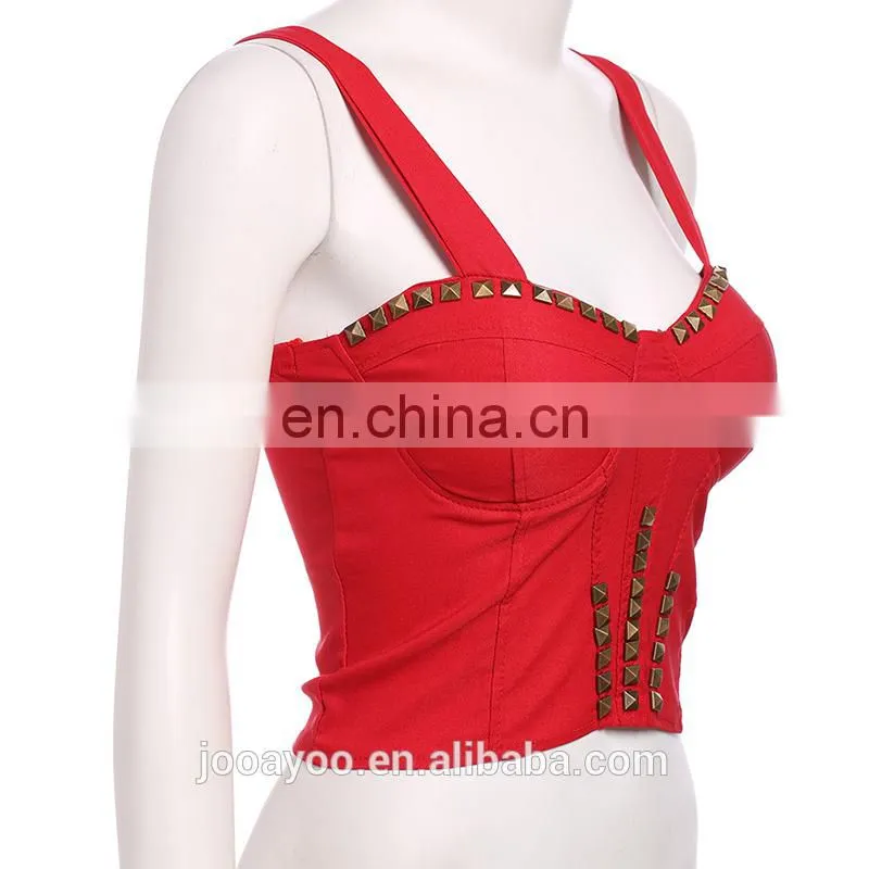 Fashion Women Spaghetti Strap Rivet Crop Vest Ladies Sexy Tube Tops