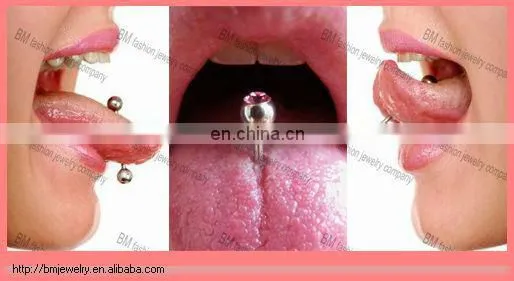 Stainless steel vibrating tongue barbell ring body piercing jewelry