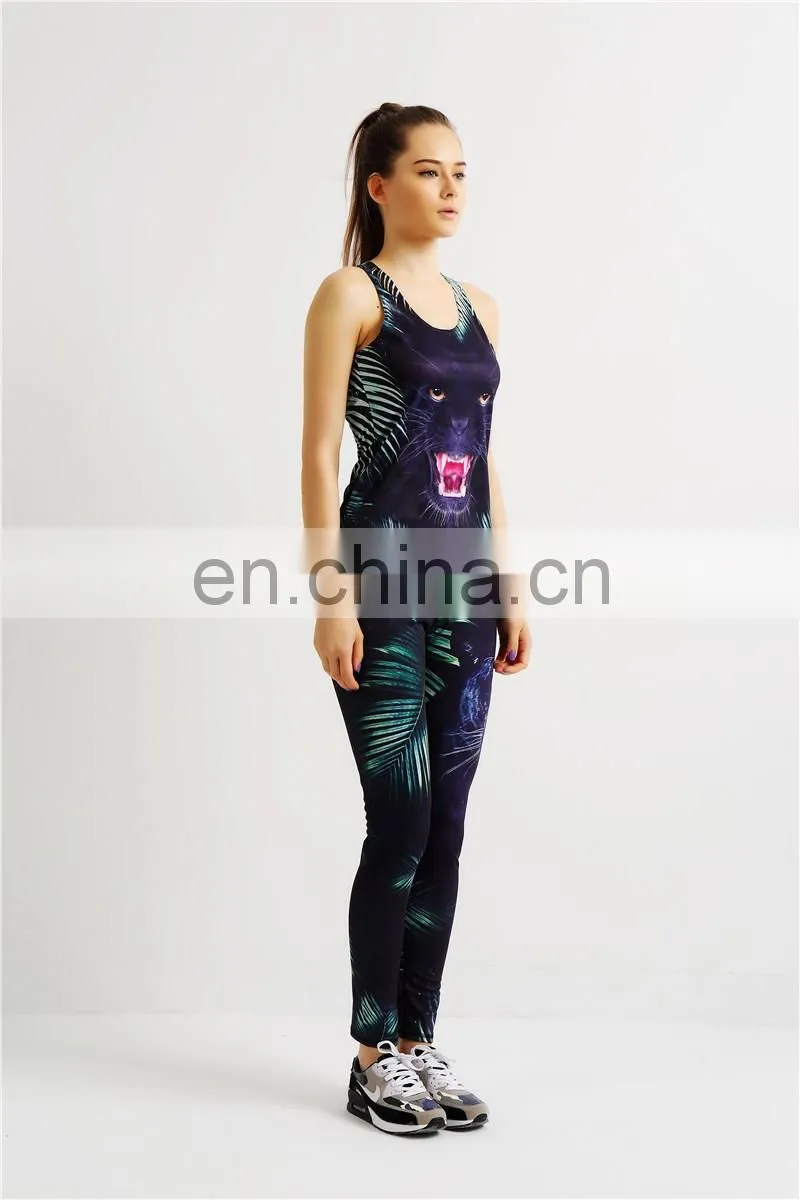 Green Leaves Women Printing Sexy Workout Digital Gym Knitted Set