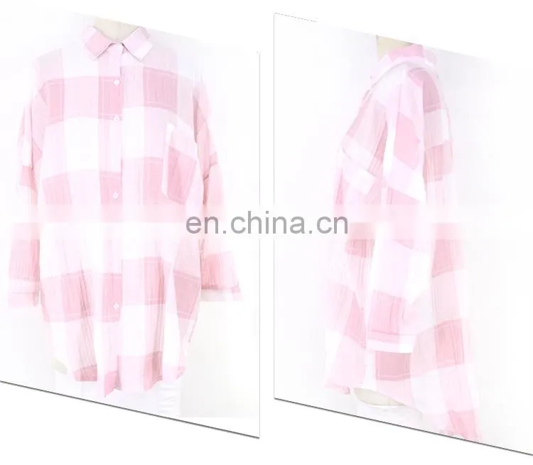 2017 new high fashion one piece pink free size checked blouse for girls