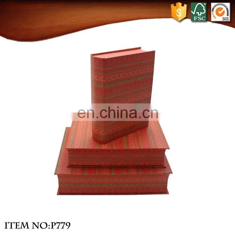 Wholesale wooden paper fake book customize design storage book shaped gift box,book shape box with magnet