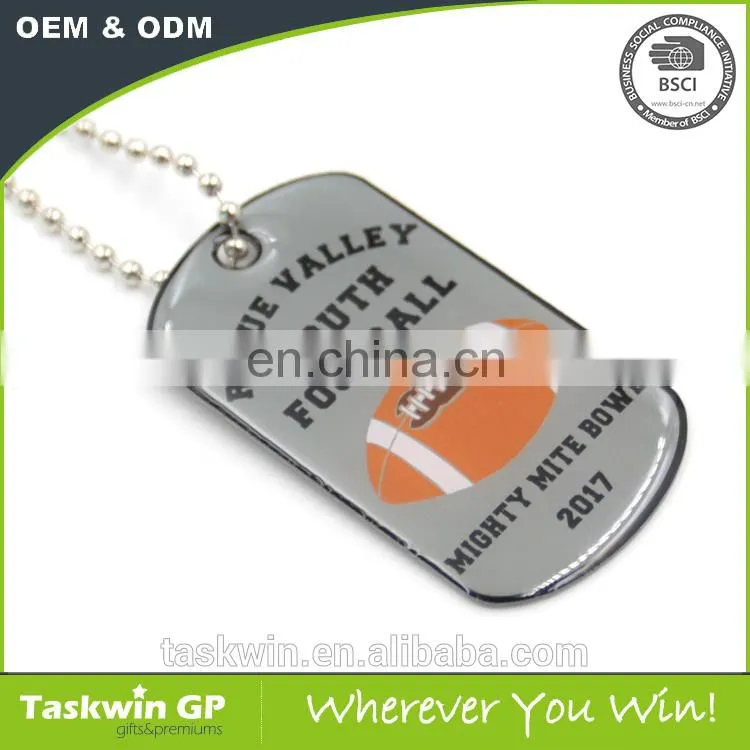 Custom football dog tag with epoxy from China manufacturer