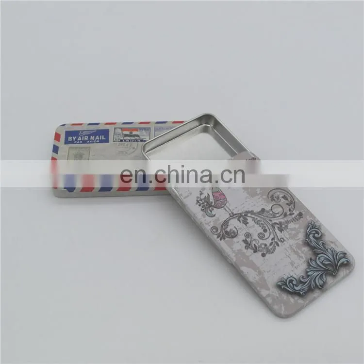Small metal candy tin boxes with slide lid chewing tin boxes