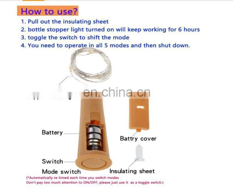 Wine bottle battery operated led string lights for decoration
