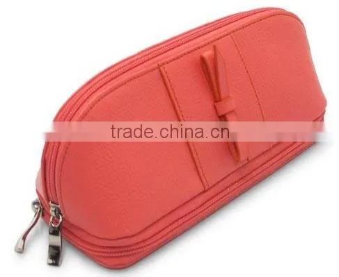 High quality soft Leather Cosmetic/Jewelry Case, Coral Faux Leather jewelry display case,jewelry carry bag