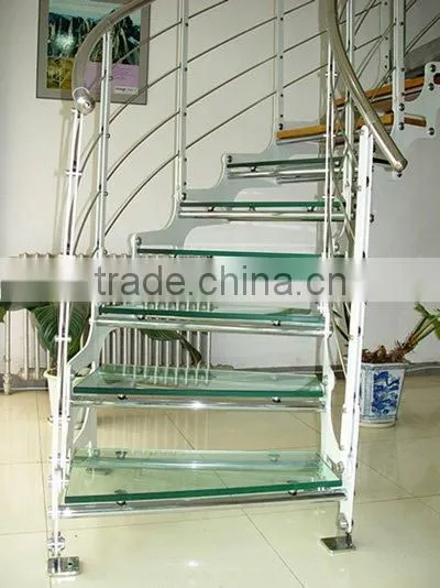 Glass stairs, indoor glass stair railings