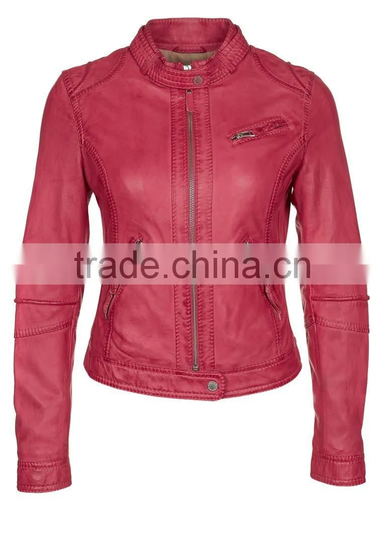 Armored Leather Motorcycle Jacket with Gun Pocket