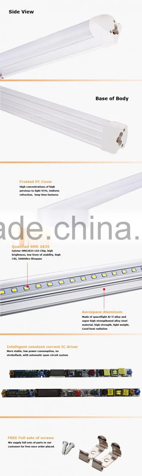T8 18w LED Hot Coffe Mascara 15 Fancy Tube Light