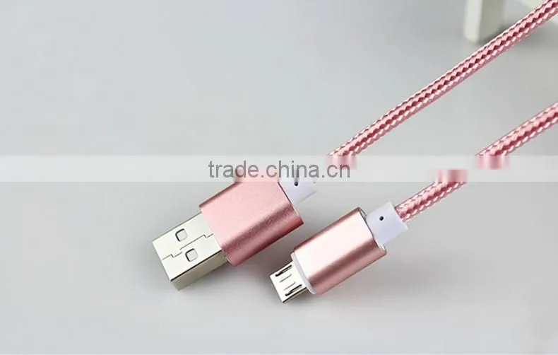 Colorful RoHS approved 1m Nylon braided flat micro usb cable