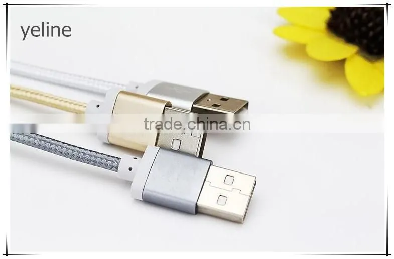 Dual head micro usb & ios usb braid weave data cable for AUSU T45/Zenfone zoom/2 laser