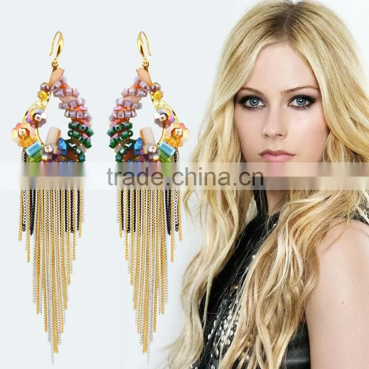 Fashion jewelry long chain fashion tassel bridal earrings