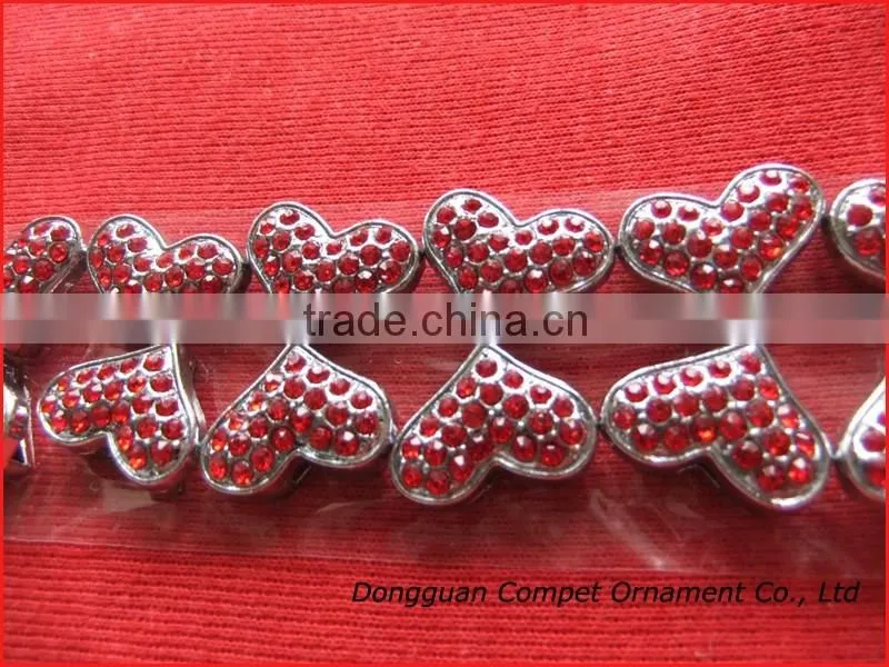Produce slide diamond hearts Wholesale diamond letter 10 mm full rhinestone heart charm