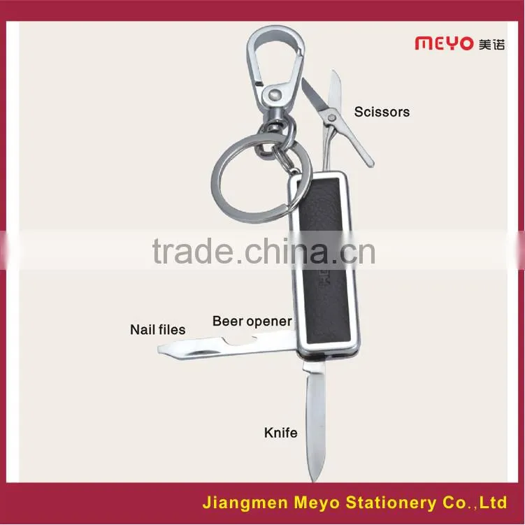 2015 Custom Made Alloy Keychain with Beer Opener,Scissors,Nail files,Nife For Bank Gift