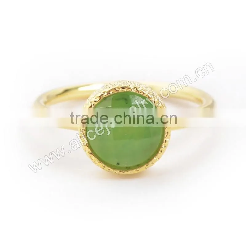 Gold green chrysoprase stacking ring