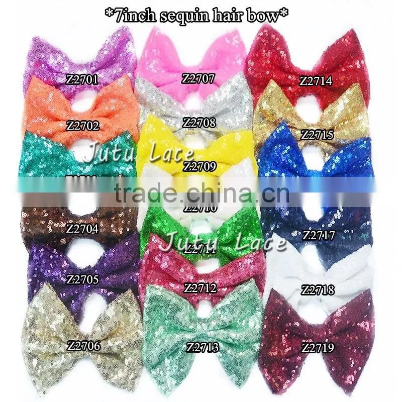 25colors of high quality decoration tutus bowknots -7inch big sequin fabric hair bows