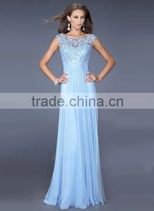 Women's Lovely Sky Blue Lace Dress