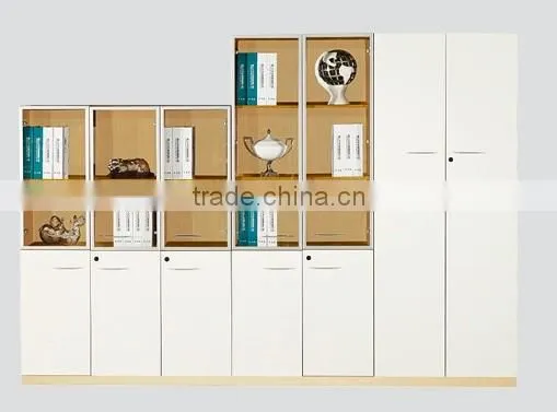 MDF modern style bookcase with glass doors model