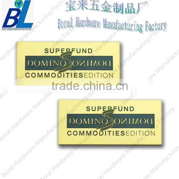 Printed screw hold metal plate for brand logo
