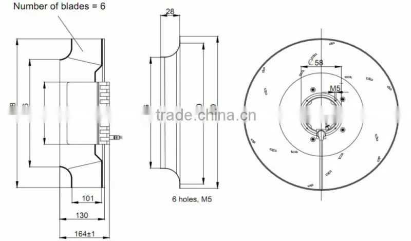 high flow 1910m3/h 310mm aluminum big exhaust fan for air suction