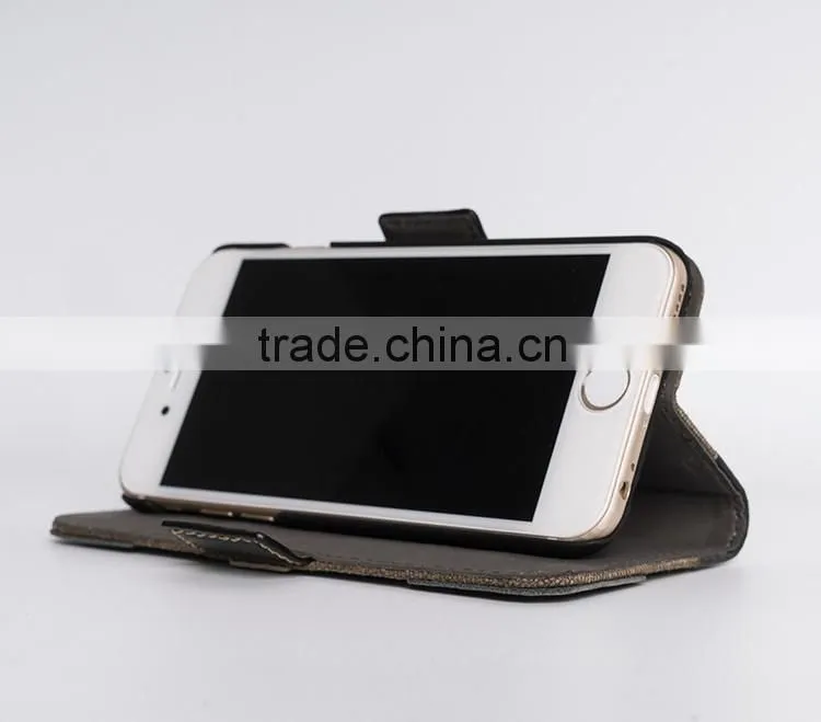 Hot card slot wallet genuine leather flip case for iphone6 plus