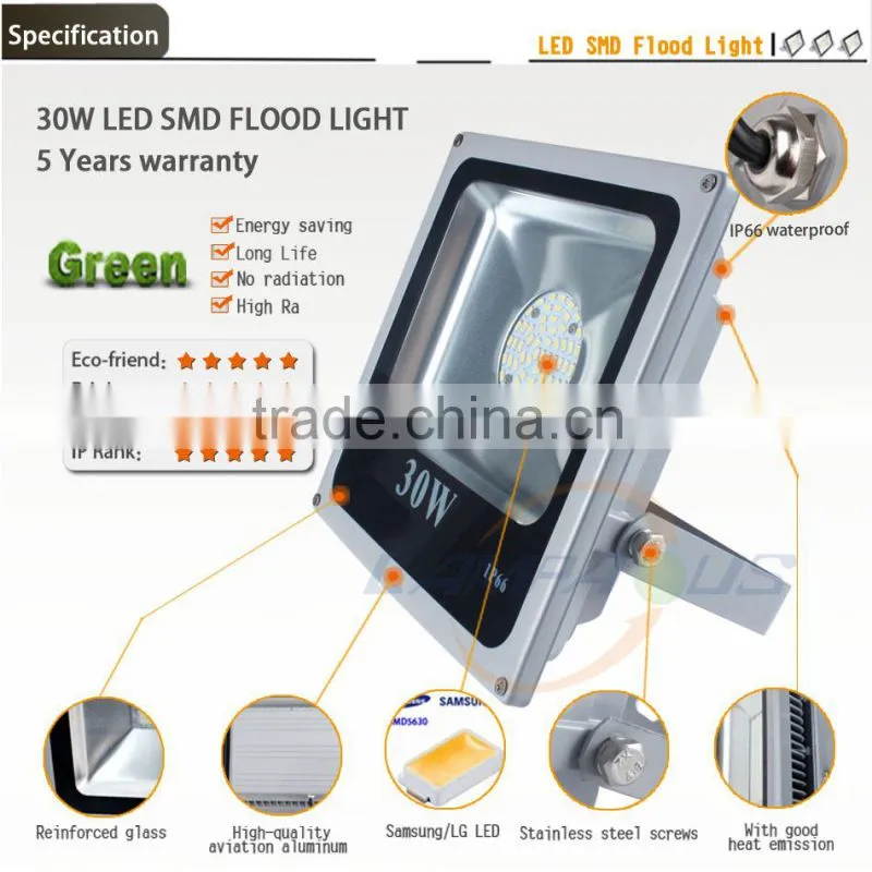 5 years warranty best price epistar chip outdoor SMD5730 30 watt led floodlight parts