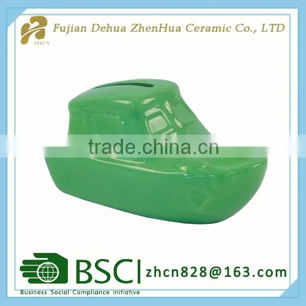 ceramic color glazed unique mini car shape coin bank