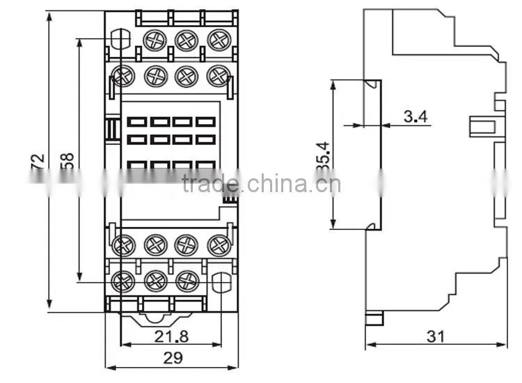 PYF14A-E General Purpoe Mini 250VAC 7A PCB 14 Pin Automatic Plastic Solid State Relay Socket with CE