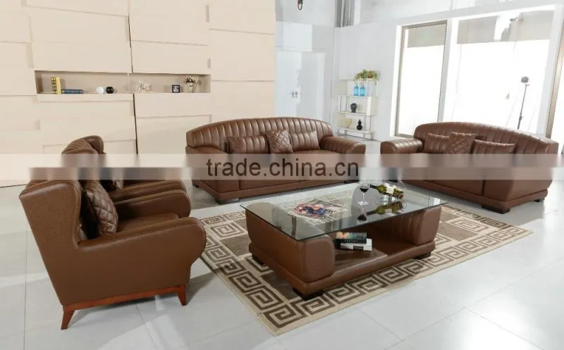 100% First Layout Cow leather L-Shape brown High Quality Sofa