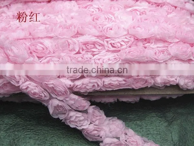 Shabby Frayed Chiffon Rose Flower Trim