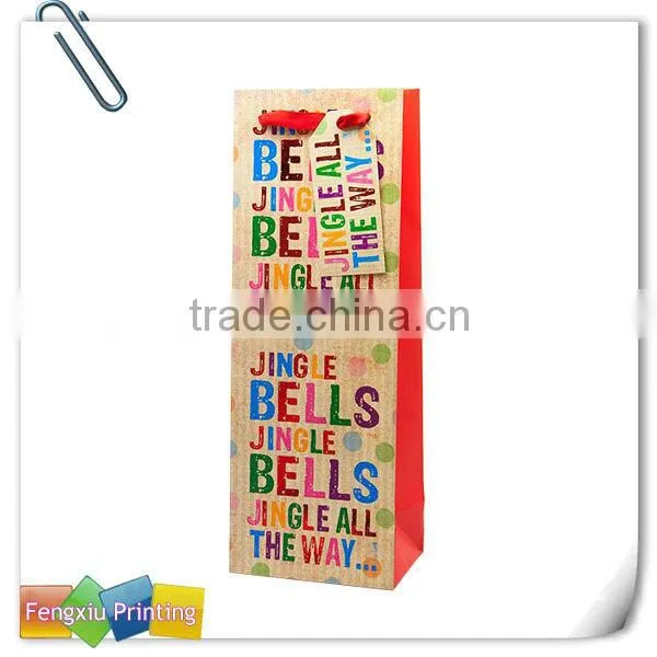 Christmas Wine Paper Bag with Handles