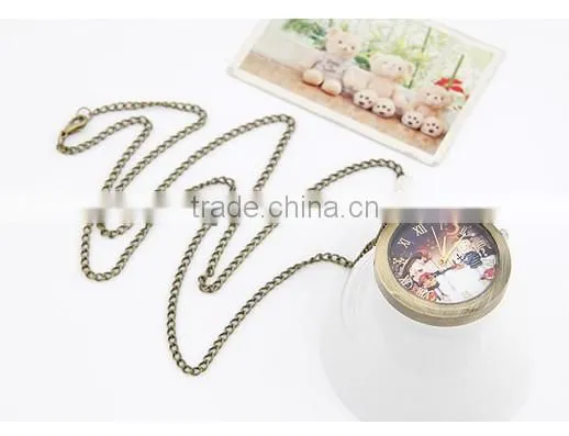 promotion Christmas lover pocket watch pendant Necklace fashion design wholesale