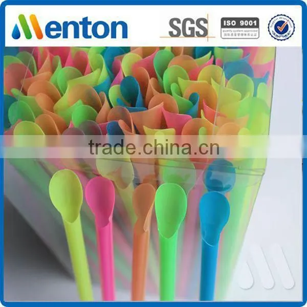 PVC box pack High Quality colorful disposable hard plastic spoon straw