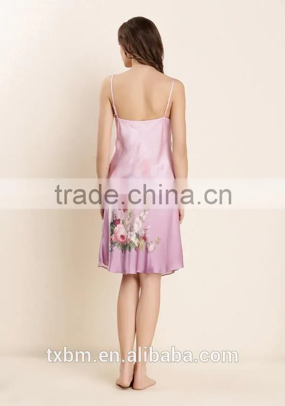 Chinese Painting Style Suspenders Silk Sleepwear
