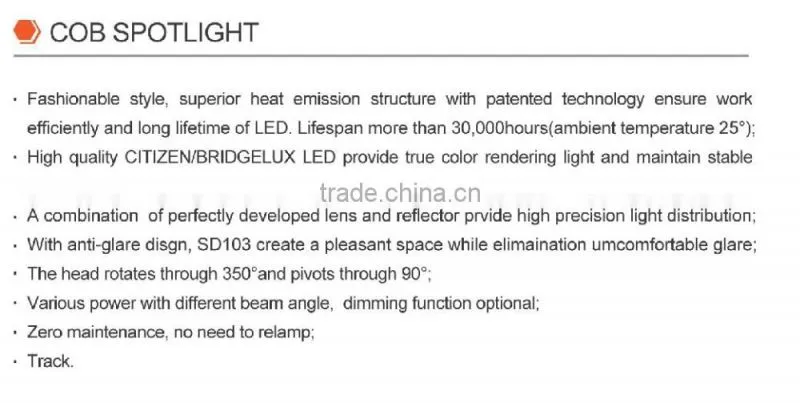 12w cob led spotlight