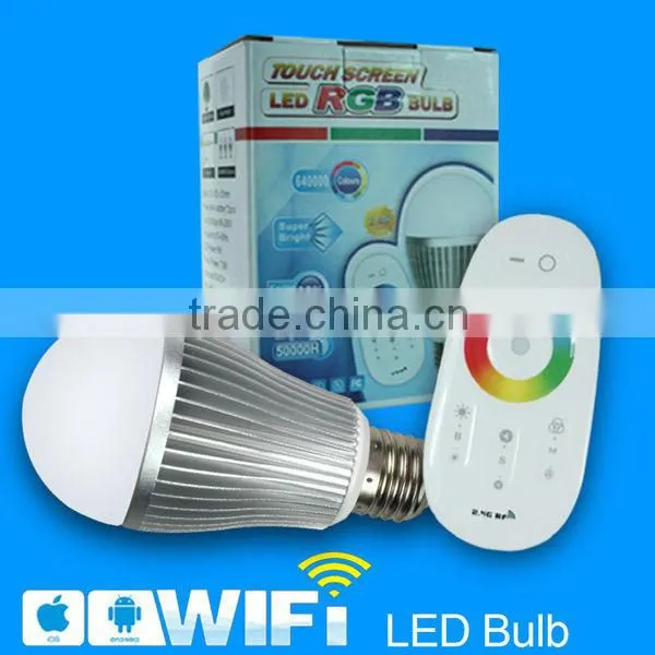 6w rgb wifi led bulb + 2.4G rf wireless touch remoter