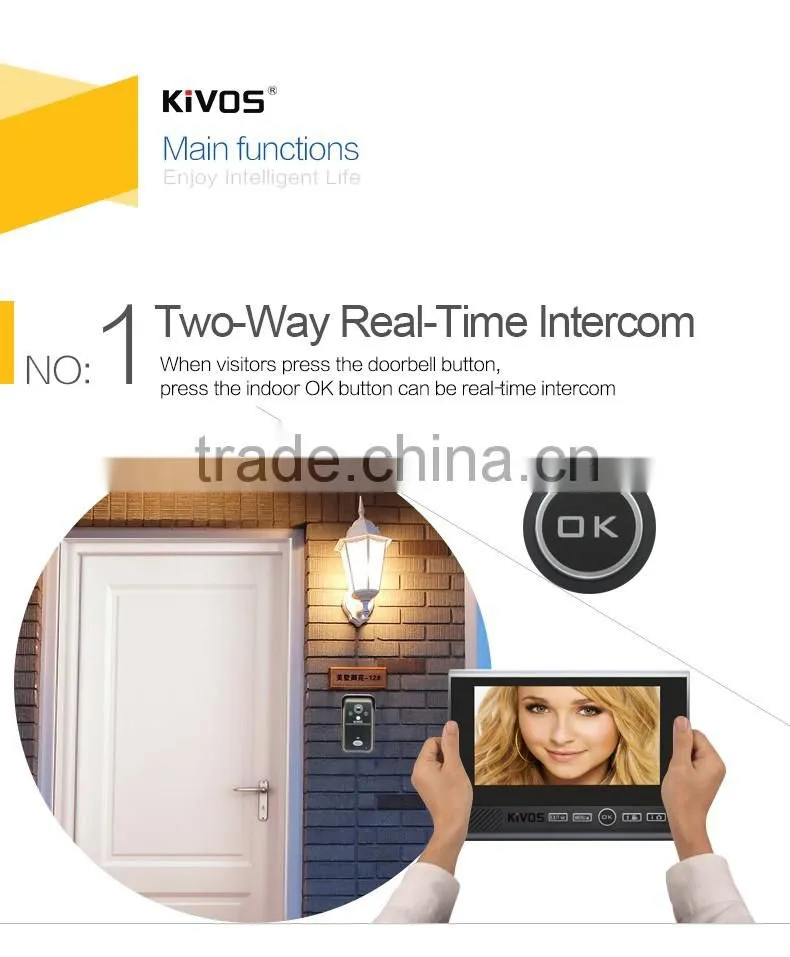 7 inch color screen digital villa long range cordless door phone