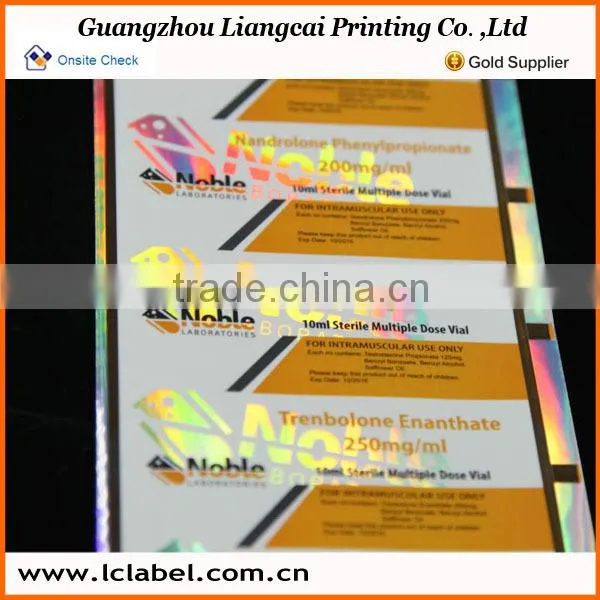 Laser printed vinly drug label sticker for 10ml vial