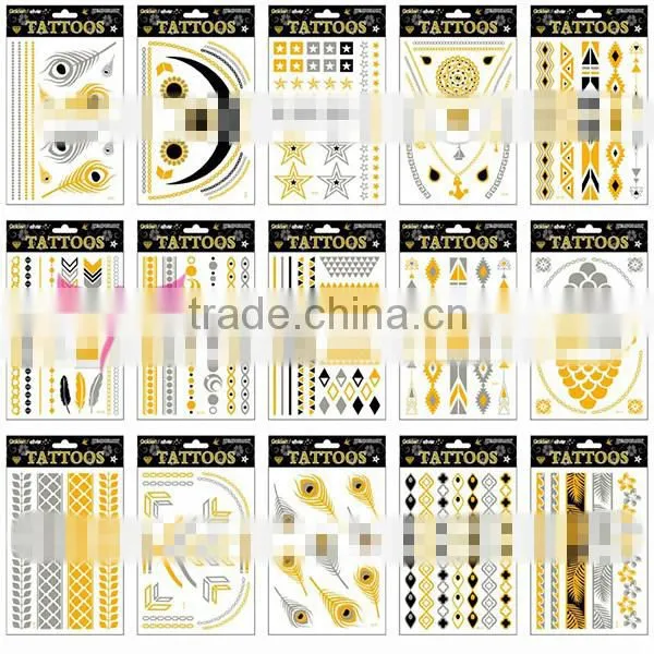 Fashionable custom metallic temporary tattoo sticker