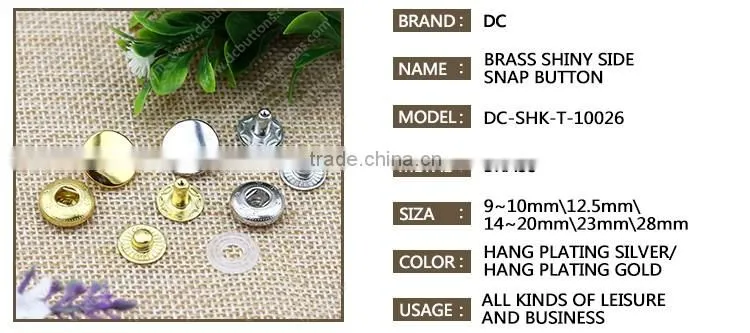 Wholesale Metal Button Hang Plating Silver/ Gold Spring Snap Button,Snap Fastener for Clothes