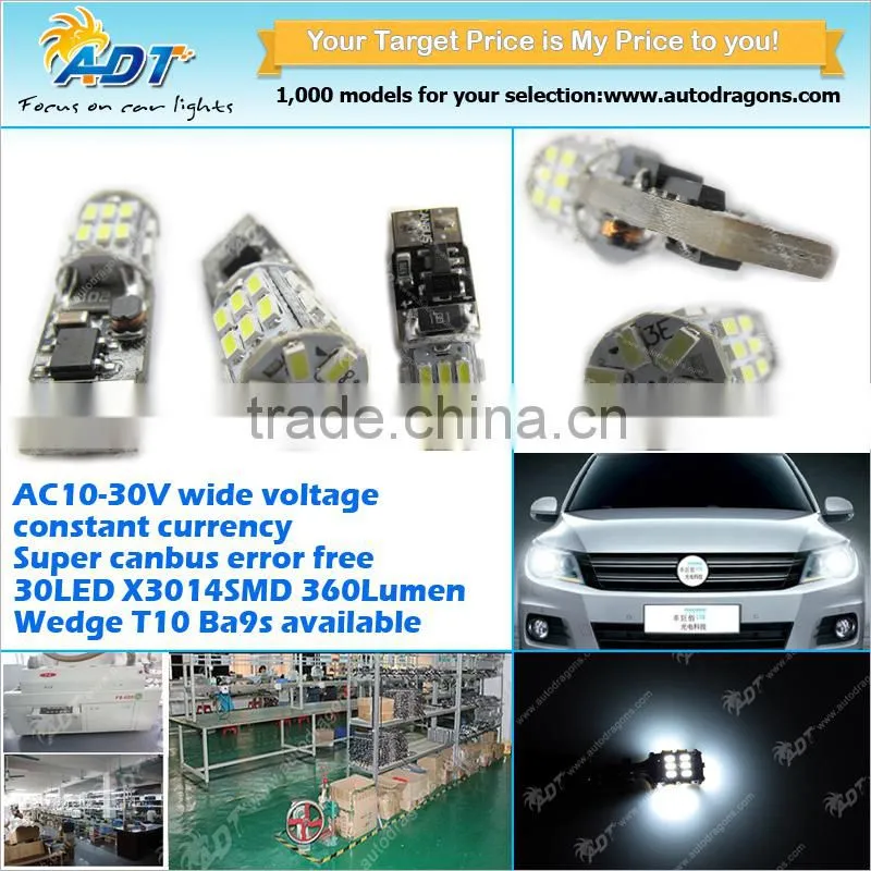 AC10-30V wide voltage T10 canbus led light, 3014 led canbus