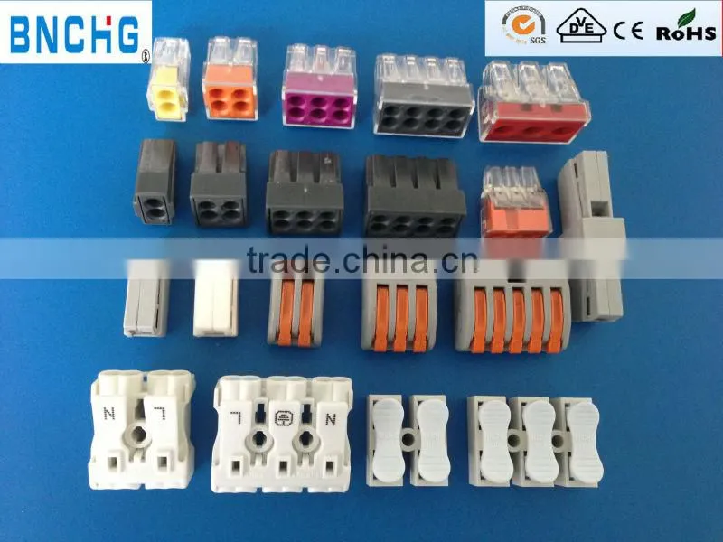 directly factory WAGO spring lever push fit reusable cable 3 wire connectors 32A Wago 221-413 replacement