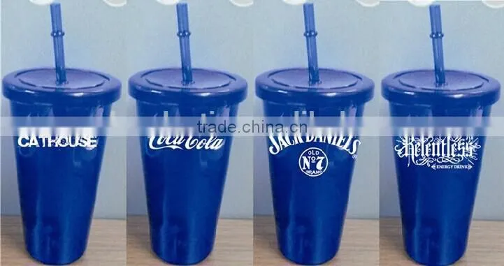 Eco-friendly 24OZ Plastic Juice Tumbler With Straw