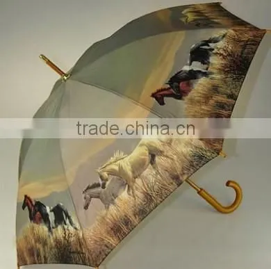 23 inch automatic craft horse wooden shaft umbrella